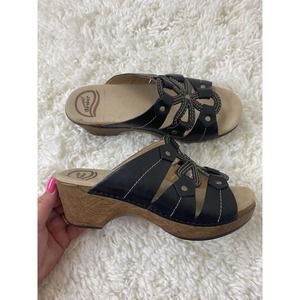 Dansko Serena Slide Wedge Casual Sandal Black Size EU 37 US 6.5
